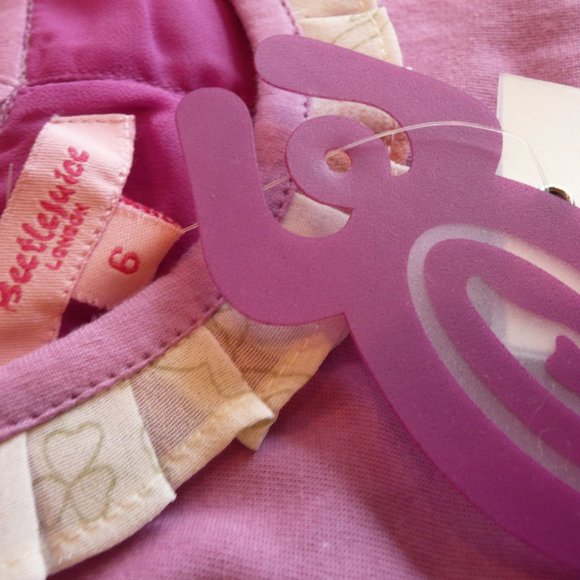 Beetlejuice London Little Girl SZ 6 Purple Dress Watercolor Like Flower Ruffles - Picture 9 of 11